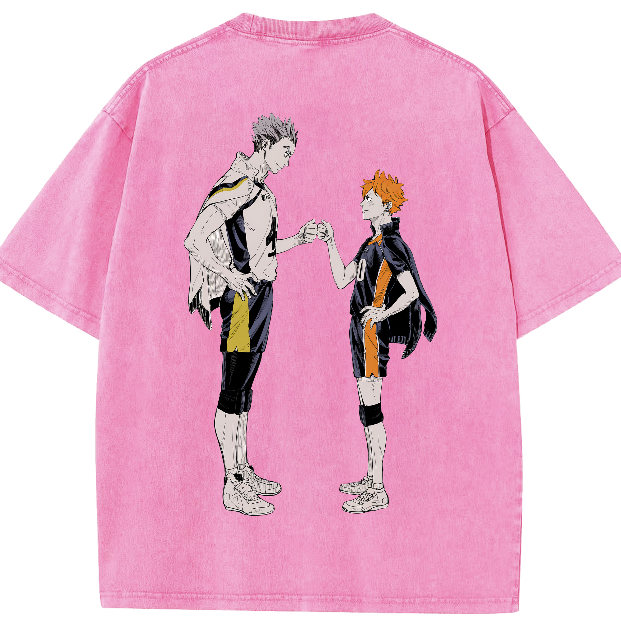 （画像用） ハイキュー!! Haikyu!! 綿100% ヴィンテージ風 半袖Tシャツ（背面プリント）
